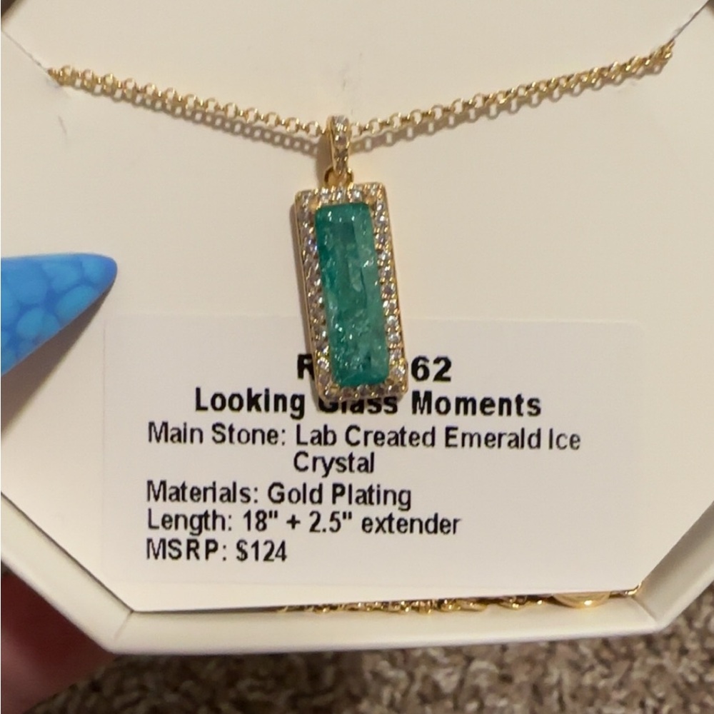 Bomb Party Gold Plated Necklace with Emerald Ice Crystal